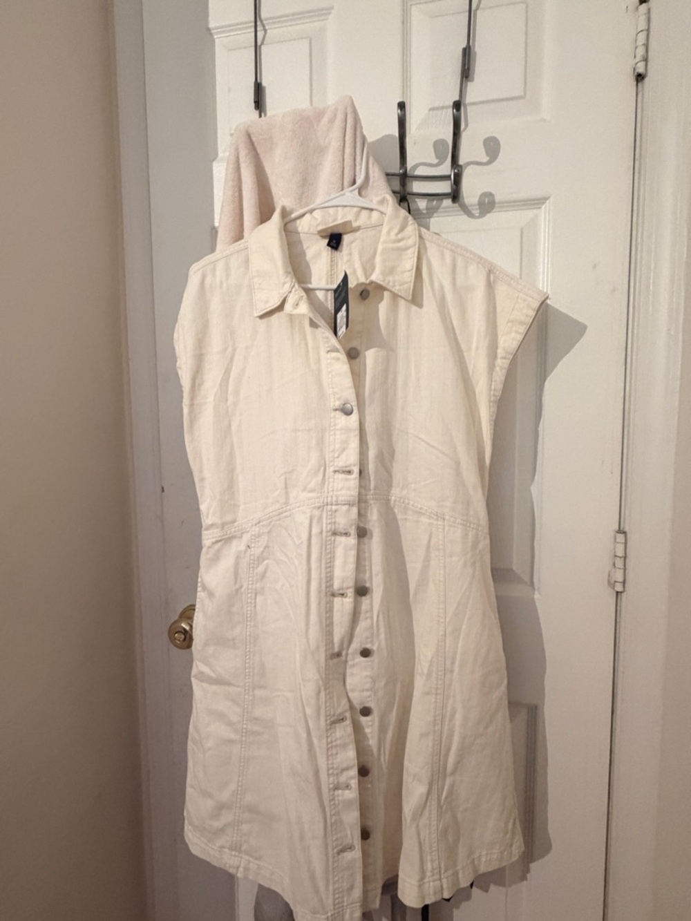 Universal Thread Cream Button-Front Mini Shirt Dress - Picture 2 of 7